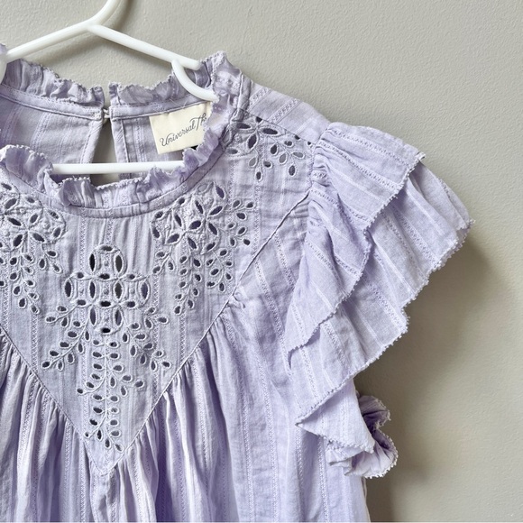 Universal Thread Top Women's Small Lilac Purple 100% Cotton Cottage Eyelet Beach - Picture 9 of 12